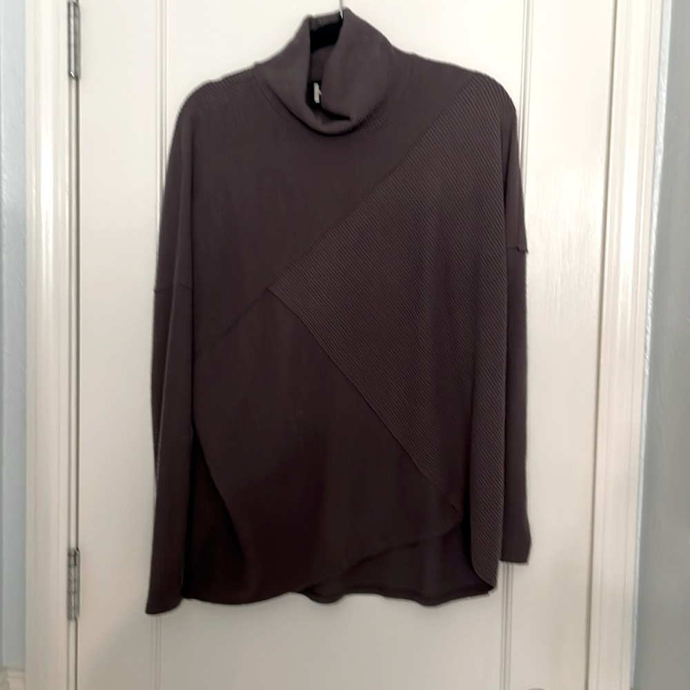 Comfy, plum turtleneck sweater.